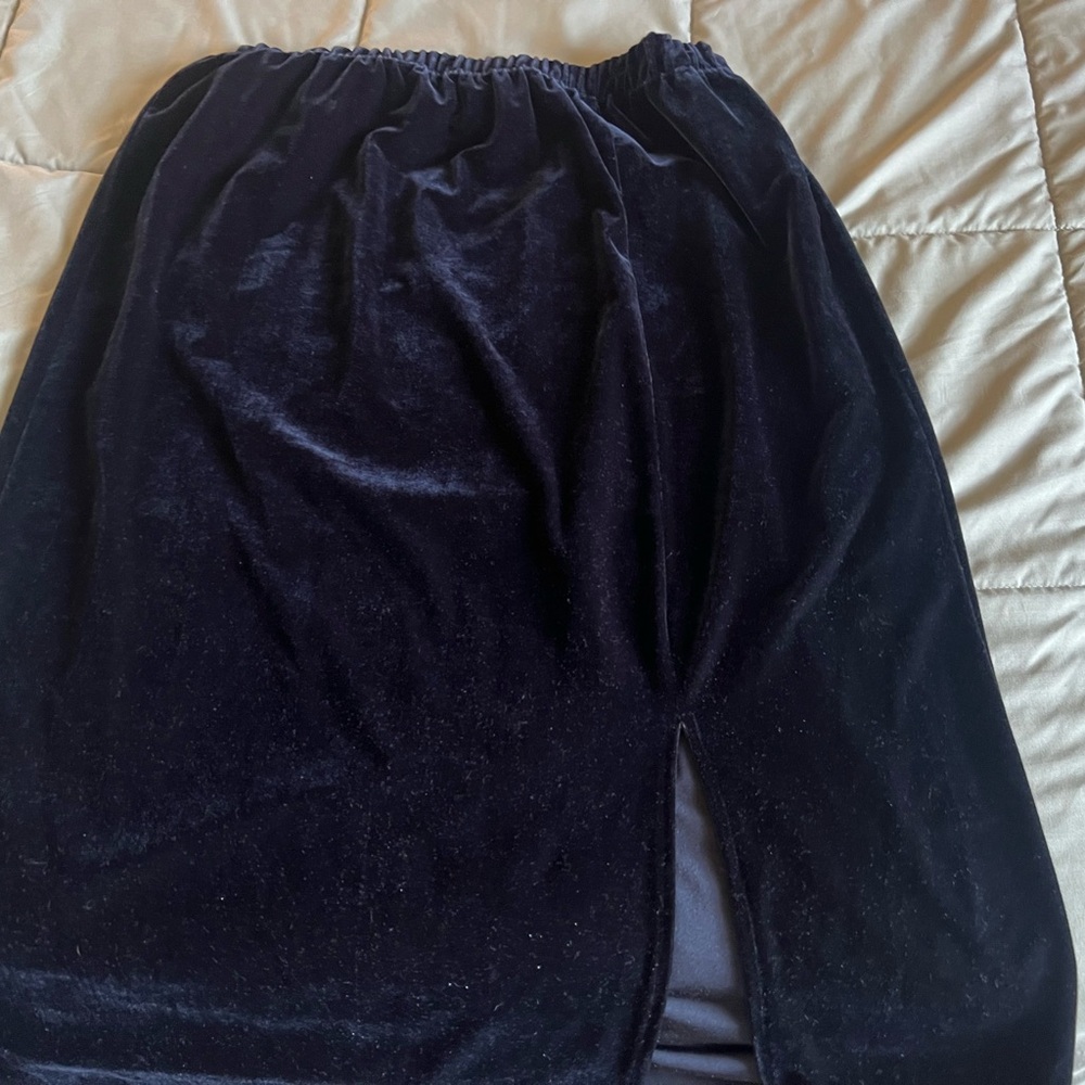 Black Velvet Skirt with Slit